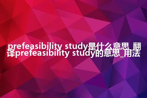 prefeasibility study是什么意思_翻译prefeasibility study的意思_用法