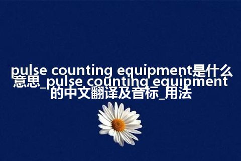 pulse counting equipment是什么意思_pulse counting equipment的中文翻译及音标_用法