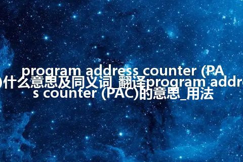program address counter (PAC)什么意思及同义词_翻译program address counter (PAC)的意思_用法