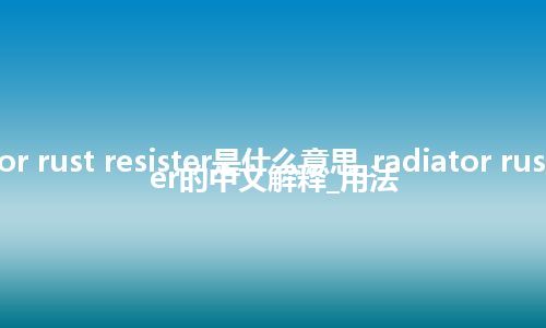 radiator rust resister是什么意思_radiator rust resister的中文解释_用法