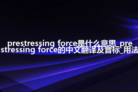 prestressing force是什么意思_prestressing force的中文翻译及音标_用法