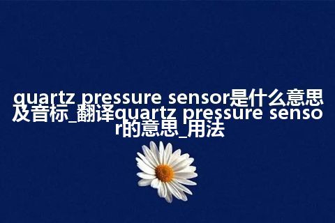 quartz pressure sensor是什么意思及音标_翻译quartz pressure sensor的意思_用法