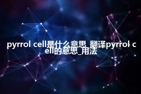 pyrrol cell是什么意思_翻译pyrrol cell的意思_用法