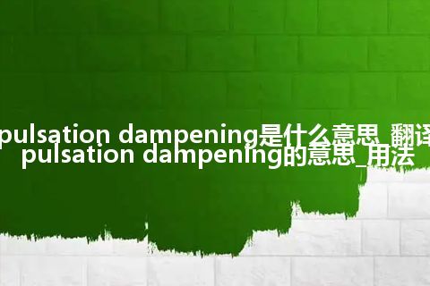pulsation dampening是什么意思_翻译pulsation dampening的意思_用法