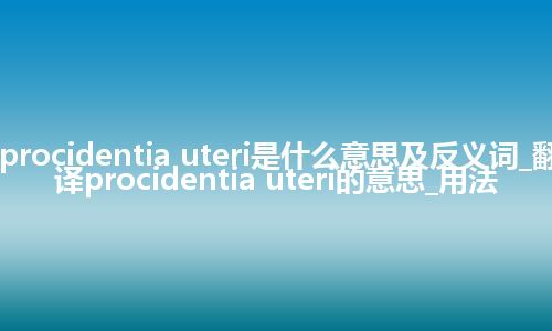 procidentia uteri是什么意思及反义词_翻译procidentia uteri的意思_用法