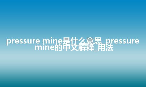pressure mine是什么意思_pressure mine的中文解释_用法