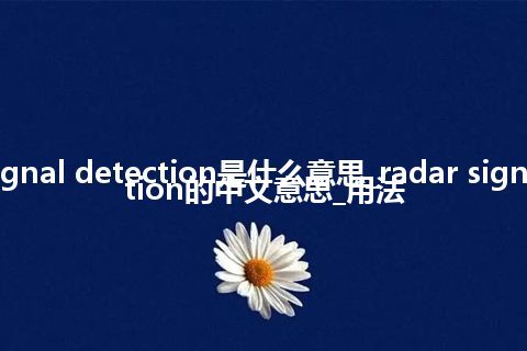 radar signal detection是什么意思_radar signal detection的中文意思_用法