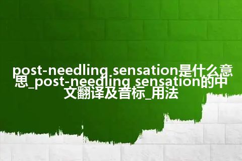 post-needling sensation是什么意思_post-needling sensation的中文翻译及音标_用法
