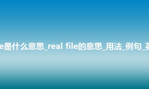 real file是什么意思_real file的意思_用法_例句_英语短语
