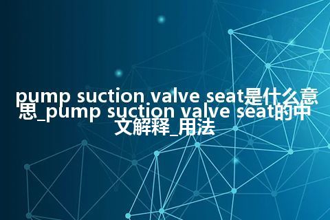 pump suction valve seat是什么意思_pump suction valve seat的中文解释_用法