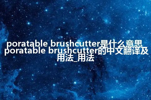 poratable brushcutter是什么意思_poratable brushcutter的中文翻译及用法_用法
