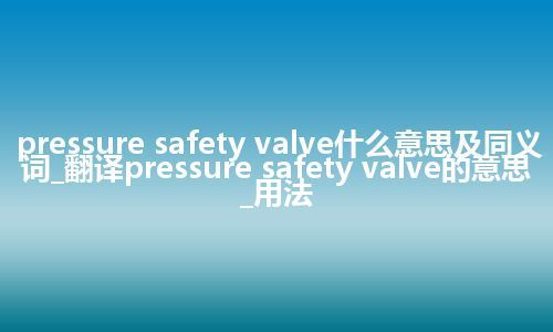 pressure safety valve什么意思及同义词_翻译pressure safety valve的意思_用法