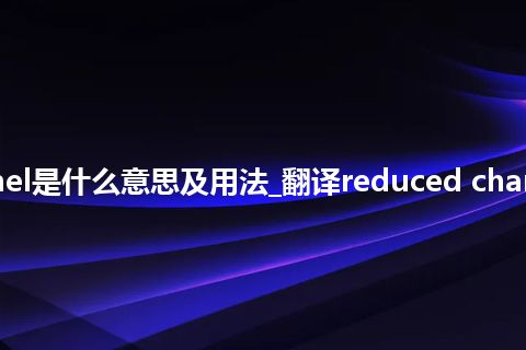 reduced channel是什么意思及用法_翻译reduced channel的意思_用法