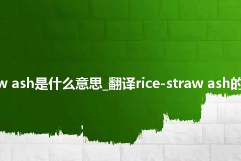 rice-straw ash是什么意思_翻译rice-straw ash的意思_用法