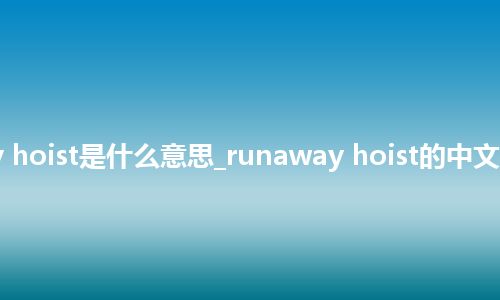 runaway hoist是什么意思_runaway hoist的中文解释_用法