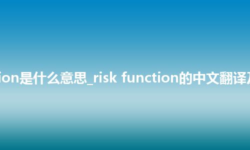 risk function是什么意思_risk function的中文翻译及音标_用法