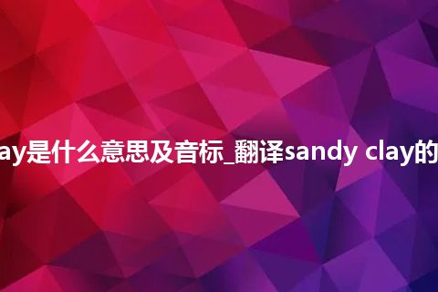 sandy clay是什么意思及音标_翻译sandy clay的意思_用法