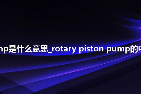 rotary piston pump是什么意思_rotary piston pump的中文翻译及音标_用法