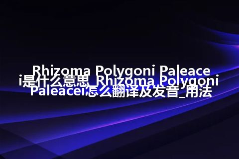 Rhizoma Polygoni Paleacei是什么意思_Rhizoma Polygoni Paleacei怎么翻译及发音_用法