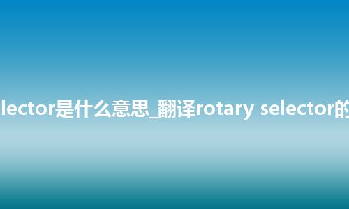 rotary selector是什么意思_翻译rotary selector的意思_用法