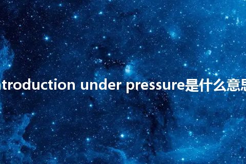 sample introduction under pressure是什么意思_中文意思