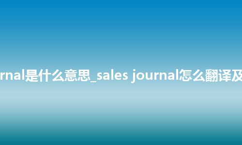 sales journal是什么意思_sales journal怎么翻译及发音_用法