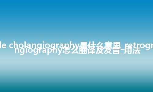 retrograde cholangiography是什么意思_retrograde cholangiography怎么翻译及发音_用法