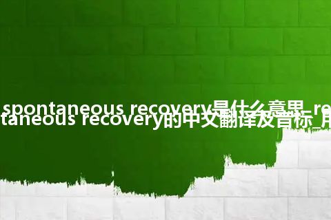 retarded spontaneous recovery是什么意思_retarded spontaneous recovery的中文翻译及音标_用法