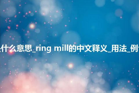 ring mill是什么意思_ring mill的中文释义_用法_例句_英语短语