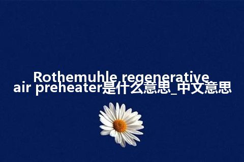 Rothemuhle regenerative air preheater是什么意思_中文意思