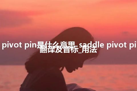saddle pivot pin是什么意思_saddle pivot pin的中文翻译及音标_用法