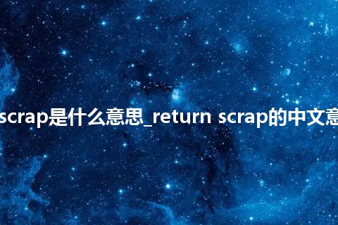 return scrap是什么意思_return scrap的中文意思_用法