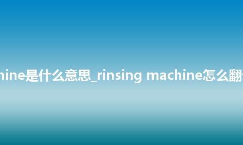 rinsing machine是什么意思_rinsing machine怎么翻译及发音_用法