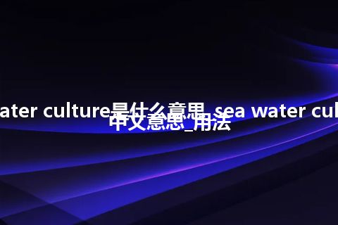 sea water culture是什么意思_sea water culture的中文意思_用法