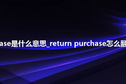return purchase是什么意思_return purchase怎么翻译及发音_用法