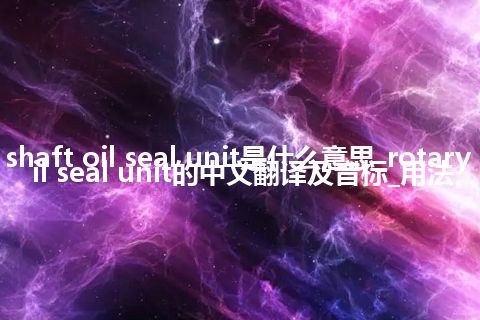 rotary shaft oil seal unit是什么意思_rotary shaft oil seal unit的中文翻译及音标_用法