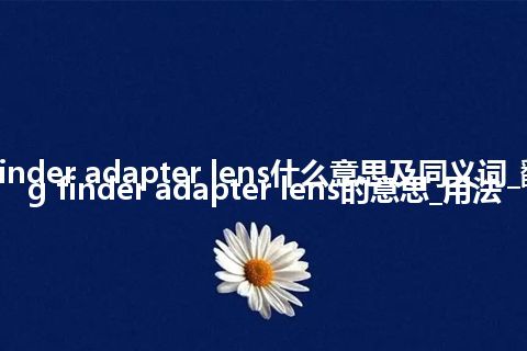 reducing finder adapter lens什么意思及同义词_翻译reducing finder adapter lens的意思_用法