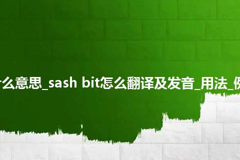 sash bit是什么意思_sash bit怎么翻译及发音_用法_例句_英语短语