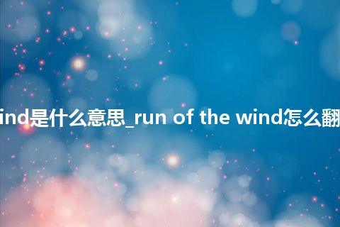 run of the wind是什么意思_run of the wind怎么翻译及发音_用法