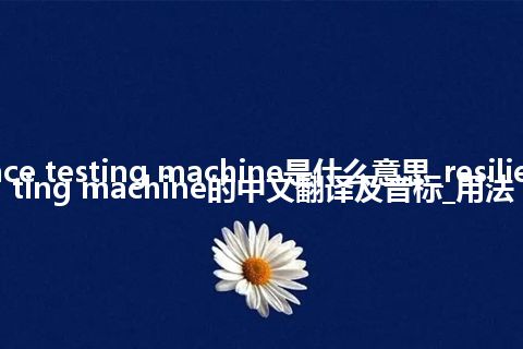resilience testing machine是什么意思_resilience testing machine的中文翻译及音标_用法
