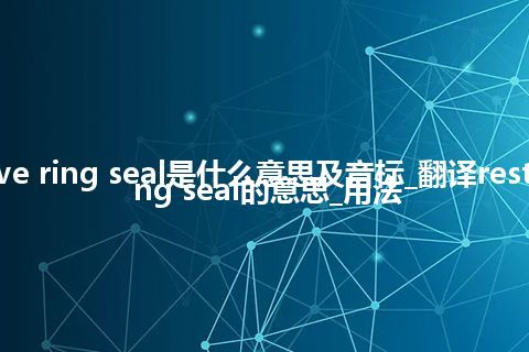restrictive ring seal是什么意思及音标_翻译restrictive ring seal的意思_用法