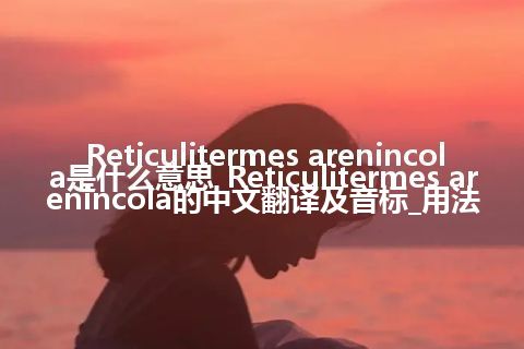 Reticulitermes arenincola是什么意思_Reticulitermes arenincola的中文翻译及音标_用法
