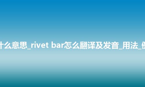 rivet bar是什么意思_rivet bar怎么翻译及发音_用法_例句_英语短语