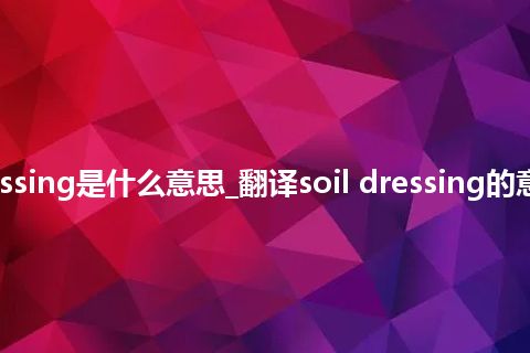 soil dressing是什么意思_翻译soil dressing的意思_用法