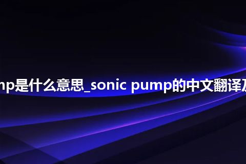 sonic pump是什么意思_sonic pump的中文翻译及用法_用法