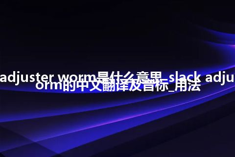 slack adjuster worm是什么意思_slack adjuster worm的中文翻译及音标_用法