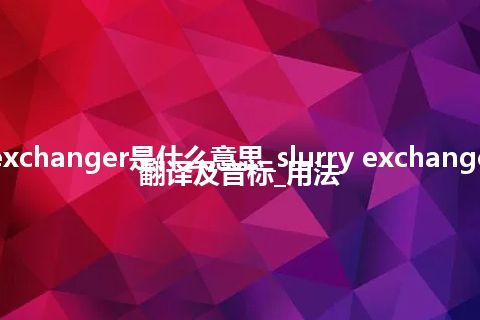 slurry exchanger是什么意思_slurry exchanger的中文翻译及音标_用法
