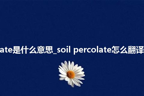 soil percolate是什么意思_soil percolate怎么翻译及发音_用法