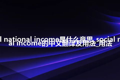 social national income是什么意思_social national income的中文翻译及用法_用法