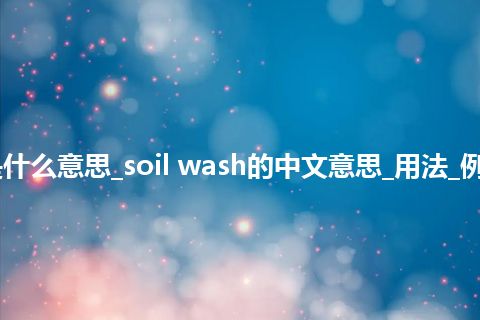 soil wash是什么意思_soil wash的中文意思_用法_例句_英语短语